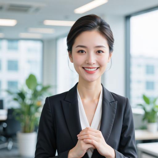 三十五岁左右女性用户头像，穿职业装，商务背景